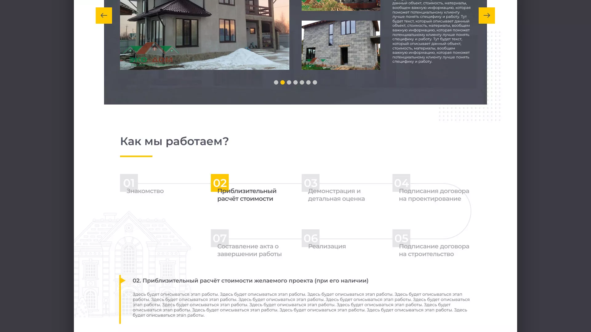 Создание сайта для строительной компании «ЭКОДОМ» в Орле